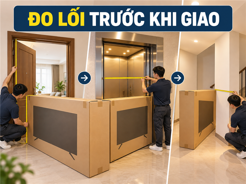Đo cửa, thang máy và góc xoay trước khi giao tivi màn hình lớn